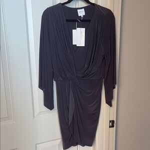 MISA Los Angeles Women's Charcoal Draped Mini Dress